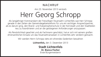 Anzeige von Georg Schropp von MGO