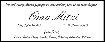 Anzeige von Oma Mitzi  von MGO