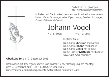 Anzeige von Johann Vogel von MGO
