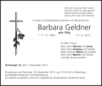 Anzeige von Barbara Geldner von MGO