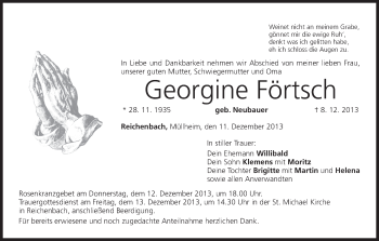 Anzeige von Georgine Förtsch von MGO