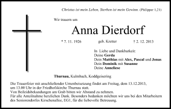 Anzeige von Anna Dierdorf von MGO