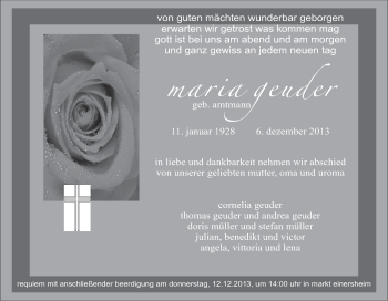 Anzeige von Maria Geuder von MGO