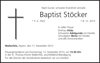 Anzeige von Baptist Stöcker von MGO