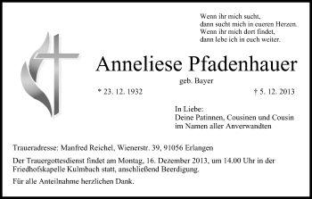 Anzeige von Anneliese Pfadenhauer von MGO