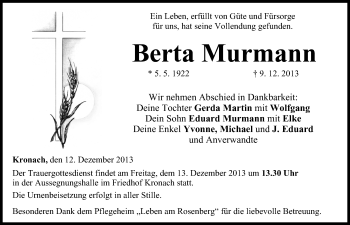 Anzeige von Berta Murmann von MGO