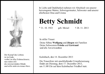 Anzeige von Betty Schmidt von MGO