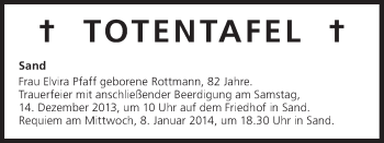 Anzeige von Totentafel vom 14.12.2013 von MGO