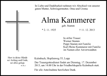 Anzeige von Alma Kammerer von MGO