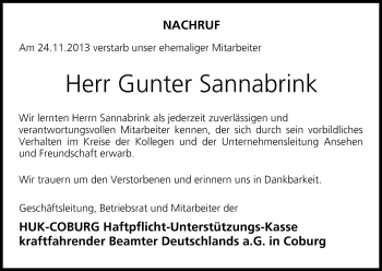 Anzeige von Gunter Sannabrink von MGO