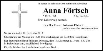 Anzeige von Anna Förtsch von MGO