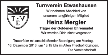 Anzeige von Heinz Mergler von MGO