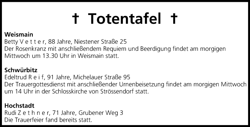  Traueranzeige für Totentafel vom 17.12.2013 vom 17.12.2013 aus MGO