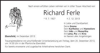 Anzeige von Richard Ferle von MGO