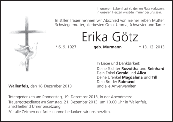 Anzeige von Erika Götz von MGO