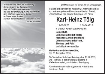 Anzeige von Karl-Heinz Tölg von MGO