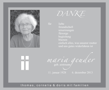 Anzeige von Maria Geuder von MGO