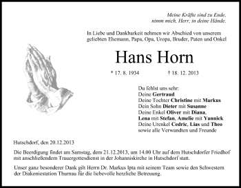 Anzeige von Hans Horn von MGO
