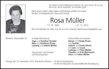 Anzeige von Rosa Müller von MGO