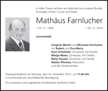 Anzeige von Mathäus Farnlucher von MGO