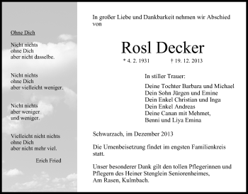 Anzeige von Rosl Decker von MGO