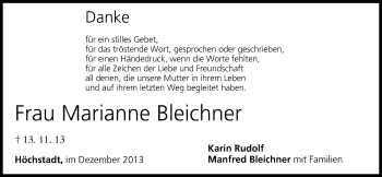 Anzeige von Marianne Bleichner von MGO