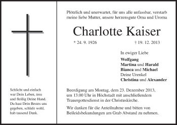 Anzeige von Charlotte Kaiser von MGO