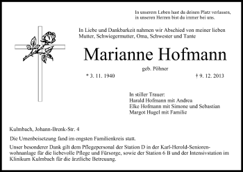 Anzeige von Marianne Hofmann von MGO