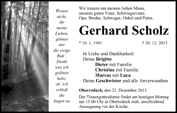 Anzeige von Gerhard Scholz von MGO