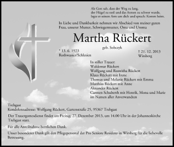 Anzeige von Martha Rückert von MGO