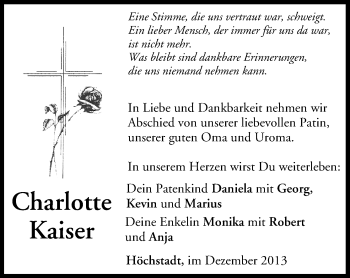 Anzeige von Charlotte Kaiser von MGO