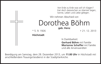 Anzeige von Dorothea Böhm von MGO
