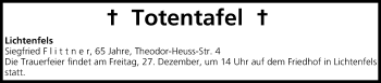 Anzeige von Totentafel vom 24.12.2013 von MGO