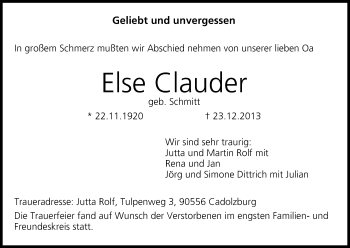 Anzeige von Else Clauder von MGO