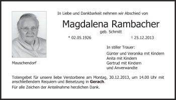 Anzeige von Magdalena Rambacher von MGO