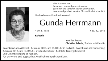 Anzeige von Gunda Herrmann von MGO