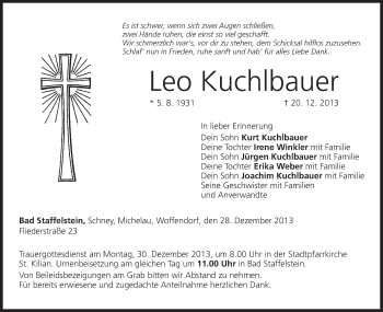 Anzeige von Leo Kuchlbauer von MGO