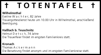 Anzeige von Totentafel vom 28.12.2013 von MGO