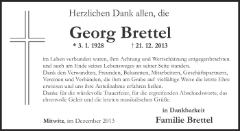Anzeige von Georg Brettel von MGO