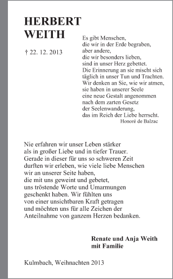 Anzeige von Herbert Weith von MGO