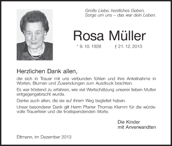 Anzeige von Rosa Müller von MGO