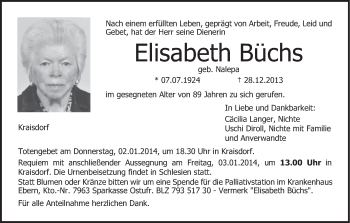Anzeige von Elisabeth Büchs von MGO