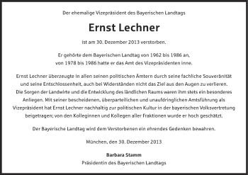 Anzeige von Ernst Lechner von MGO