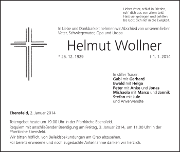 Anzeige von Helmut Wollner von MGO