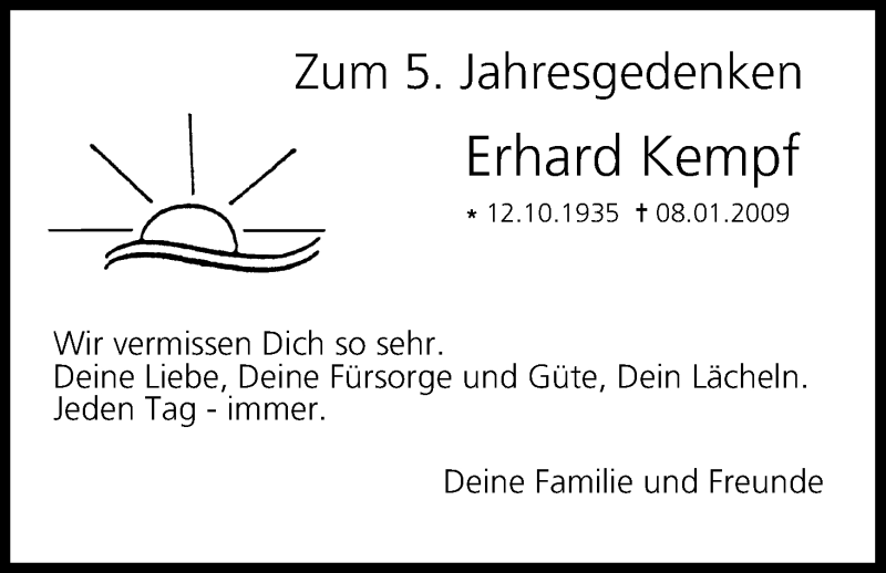  Traueranzeige für Erhard Kempf vom 08.01.2014 aus MGO