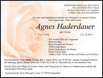 Anzeige von Agnes Haderdauer von MGO