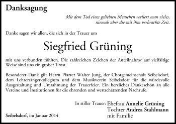 Anzeige von Siegfried Grüning von MGO