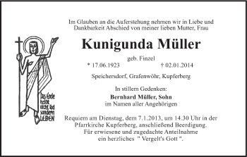 Anzeige von Kunigunda Müller von MGO