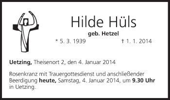 Anzeige von Hilde Hüls von MGO