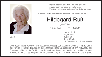 Anzeige von Hildegard Ruß von MGO